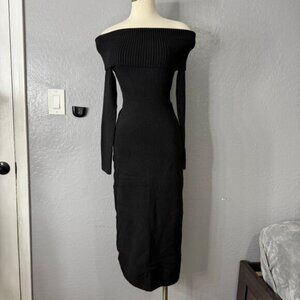 Hollister Womens Off-The-Shoulder Midi Dress, Black, XXST